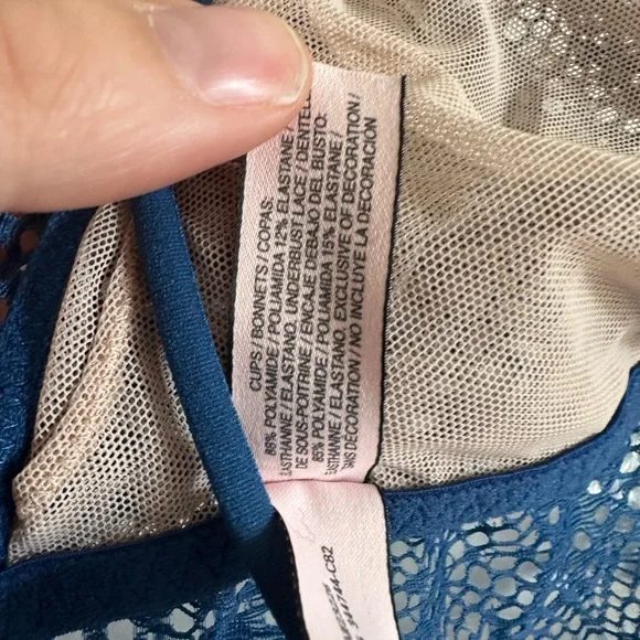 Victoria’s Secret Blue Lace Longline Unpadded pretty Dainty Bralette Size Medium - Picture 6 of 6